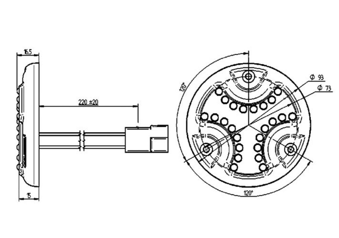 24 Vdc 24xLEDs Strahler für  Bus-/Reisebus-Innenbeleuchtung